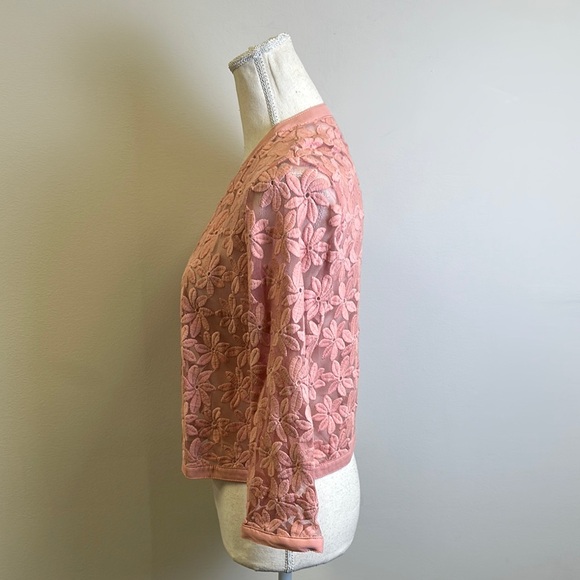 Anne Klein Pink Blazer with Lace Detail - Picture 3 of 5